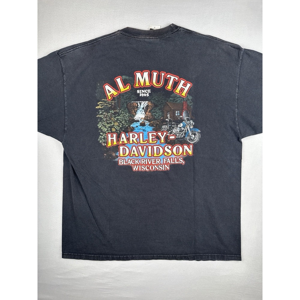Vintage 1998 Harley Davidson Shirt USA Made Al Muth Wisconsin Back Hit XL - Picture 10 of 16